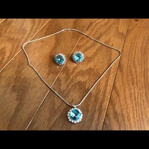 Swarovski Crystal Necklace& Earring set-Turquoise
